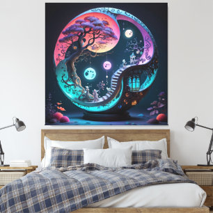 Lienzo Neon Yin Yang Surreal Fantasy 1