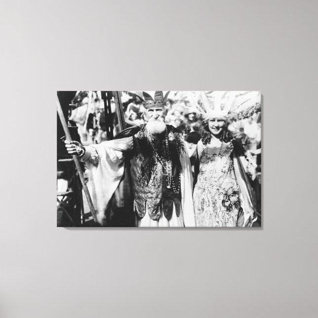 Lienzo Neptuno y Miss América en la fotografía de carnava (Anverso)