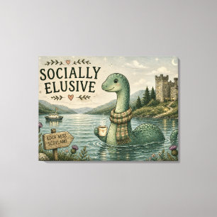 Lienzo Nessie esquiva socialmente críptido acogedor Loch 