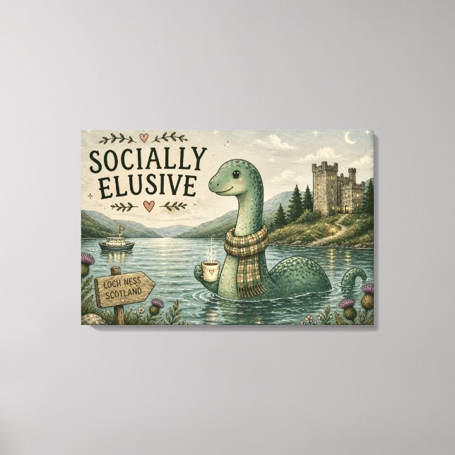 Lienzo Nessie esquiva socialmente críptido acogedor Loch  (Anverso)