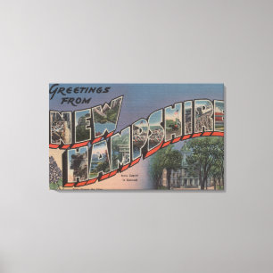 Lienzo New Hampshire (Capital Estatal/Flor)