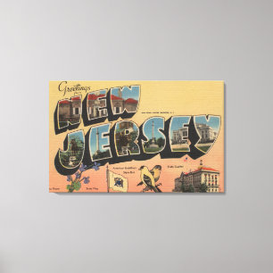 Lienzo New Jersey (Capital del Estado/flor/pájaro)