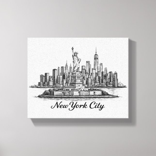 Lienzo New York City Skyline Line Art Illustration (Anverso)