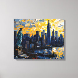 Lienzo New York City Skyline Sunset Canvas Wall Art