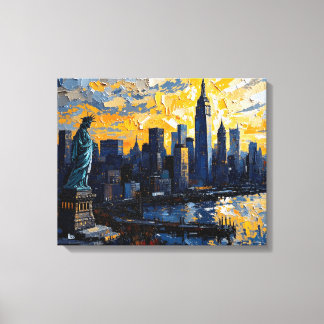 Lienzo New York City Skyline Sunset Canvas Wall Art