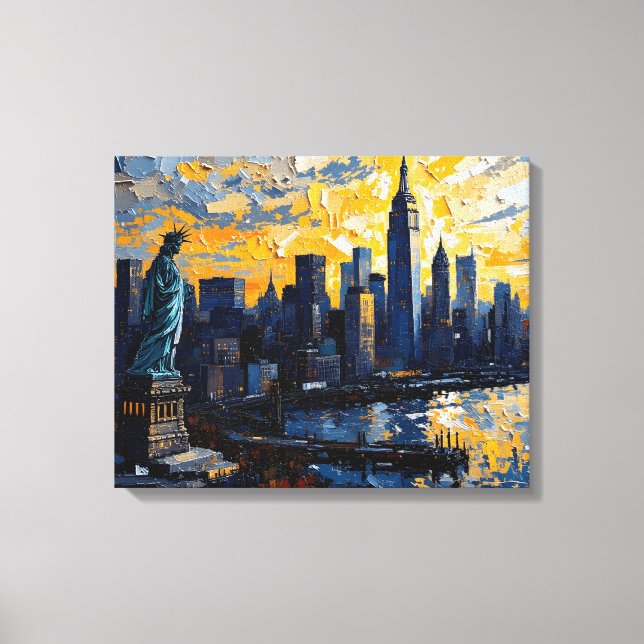 Lienzo New York City Skyline Sunset Canvas Wall Art (Anverso)