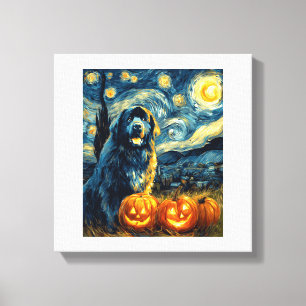 Lienzo Newfoundland Newfie Perro Lindo Halloween Jack O L