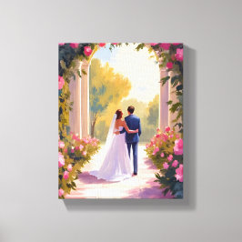 Lienzo Newlyweds Bride & Groom Wedding Painting