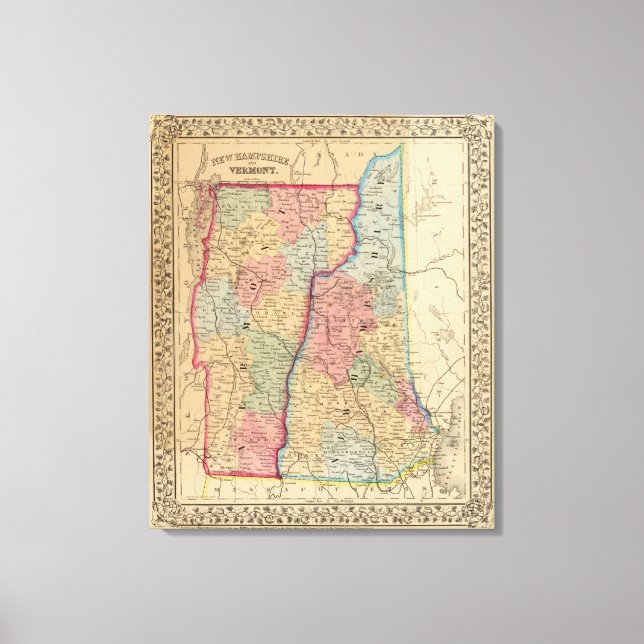 Lienzo NH, Mapa Vermont de Mitchell (Anverso)