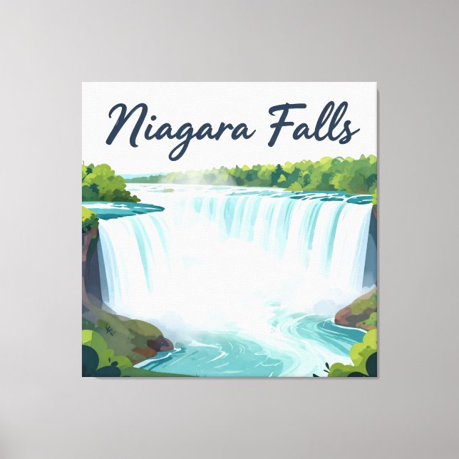 Lienzo Niagara Falls Painterly Landscape Illustration (Anverso)