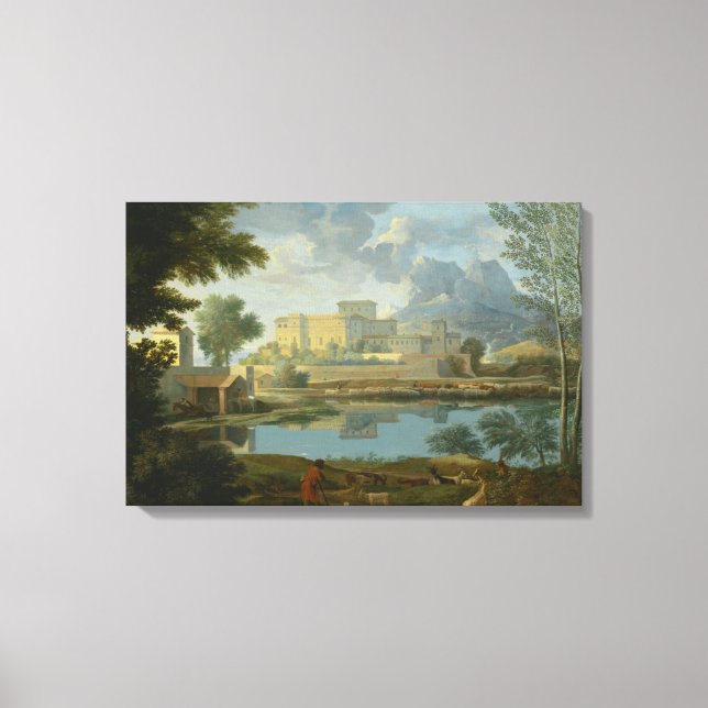 Lienzo Nicolas Poussin - Paisaje con calma (Anverso)