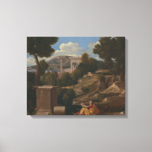 Lienzo Nicolás Poussin - paisaje con San Juan