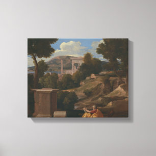 Lienzo Nicolas Poussin - Paisaje con San Juan