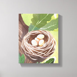 Lienzo Nido de pájaro Pintura de huevos de naturaleza e