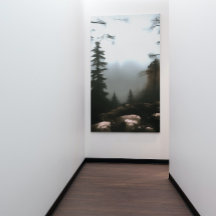 Niebla de bosque matutino más allá del paisaje arr