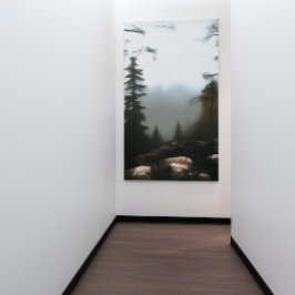 Lienzo Niebla de bosque matutino más allá del paisaje arr