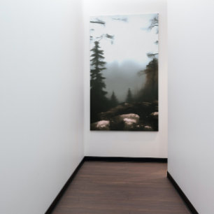 Lienzo Niebla de bosque matutino más allá del paisaje arr