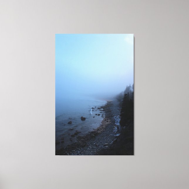 Lienzo Niebla que establece sobre la playa de Ingonish (Anverso)