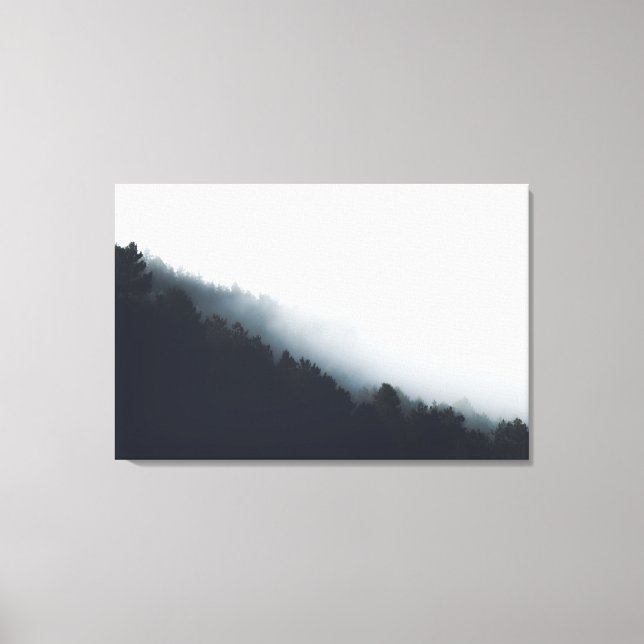 Lienzo Niebla sobre capas diagonales del bosque (Anverso)