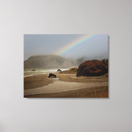 Lienzo Niebla y arcoiris en la playa del río Pistil Orego