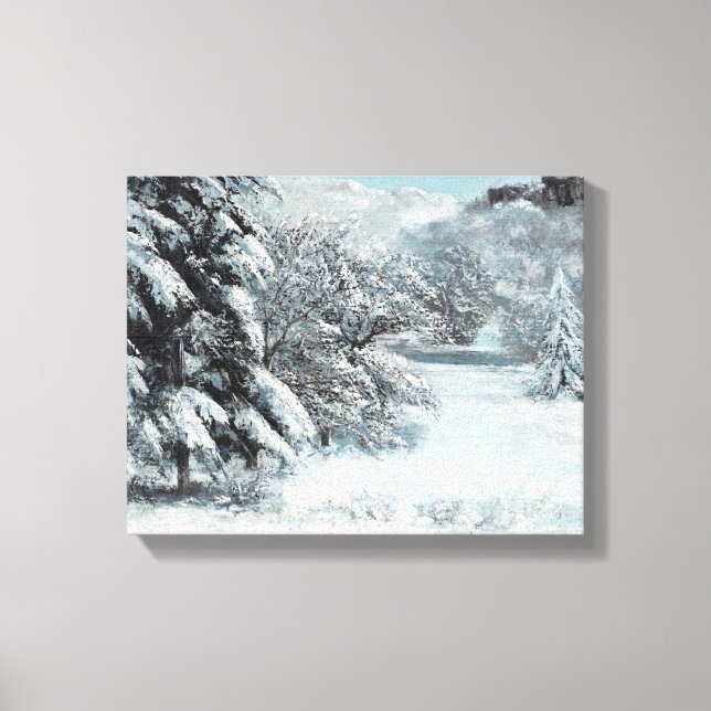 Lienzo Nieve de Gustave Courbet Pine Trees en Nieve (Anverso)
