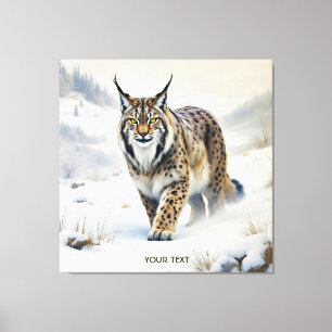 Lienzo Nieve de invierno de Fantasy Cute Lynx