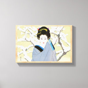 Lienzo Nieve japonesa de las mujeres de los temas de