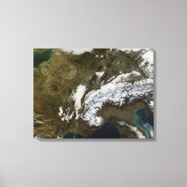 Lienzo Nieve, niebla y nubes bajas en Europa occidental (Anverso)