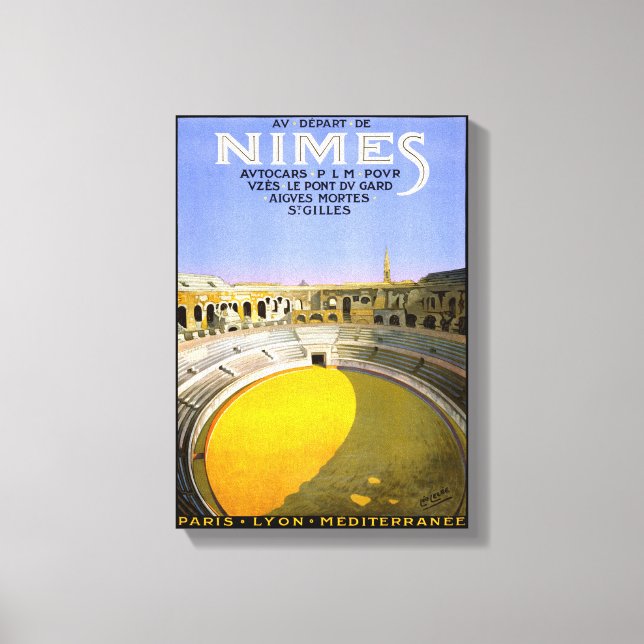 Lienzo Nimes France Vintage Travel Poster restaurado (Anverso)