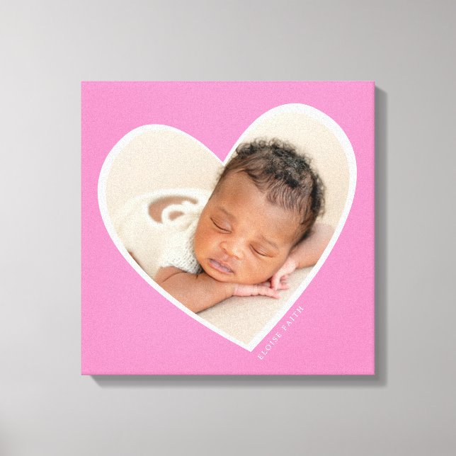 Lienzo NIÑA moderna foto capa corazón lindo rosa (Anverso)