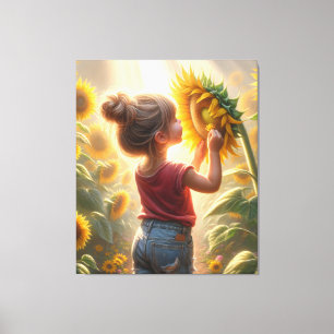 Lienzo Niña Pequeña Con Girasol
