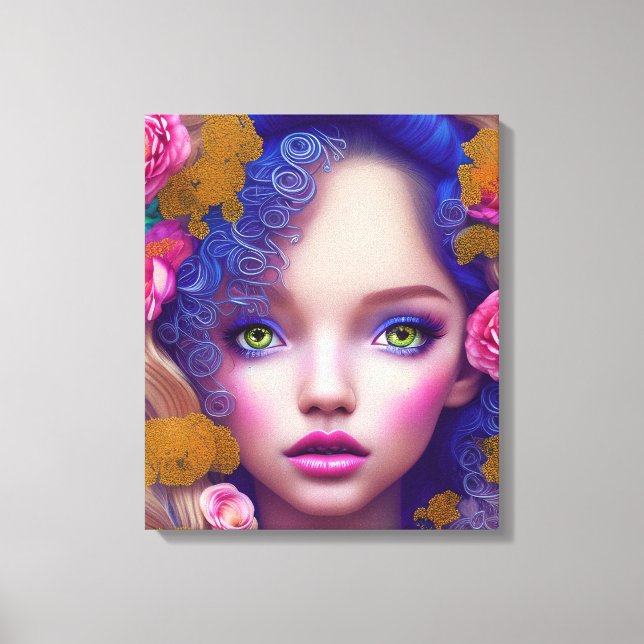 Lienzo Niña princesa de flor inspirada en la cultura ucra (Anverso)