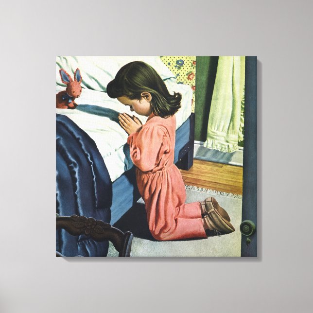 Lienzo Niña rezando antes de acostarse, el Padrenuestro (Anverso)