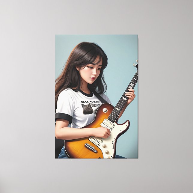 Lienzo Niña tocando una guitarra  (Anverso)