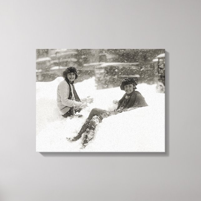 Lienzo Niñas en la nieve, 1922 (Anverso)
