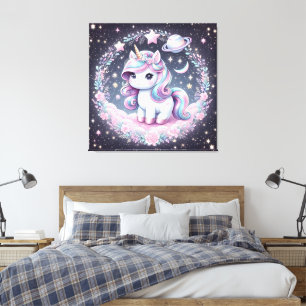 Lienzo Niñas Lindo Unicornio de Arcoíris