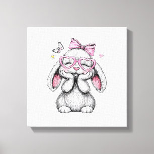Lienzo Niñas Pascua Conejo Lindo Cara Rosa Pascua Niños T