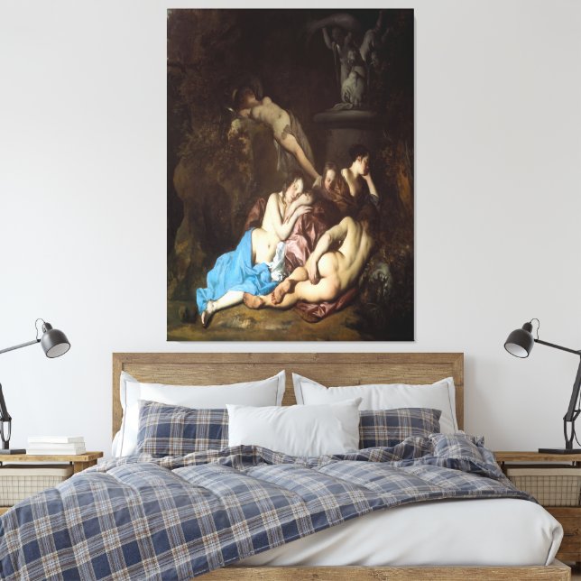 Lienzo Ninfas junto a una fuente (principios de la década (Insitu(Dormitorio))