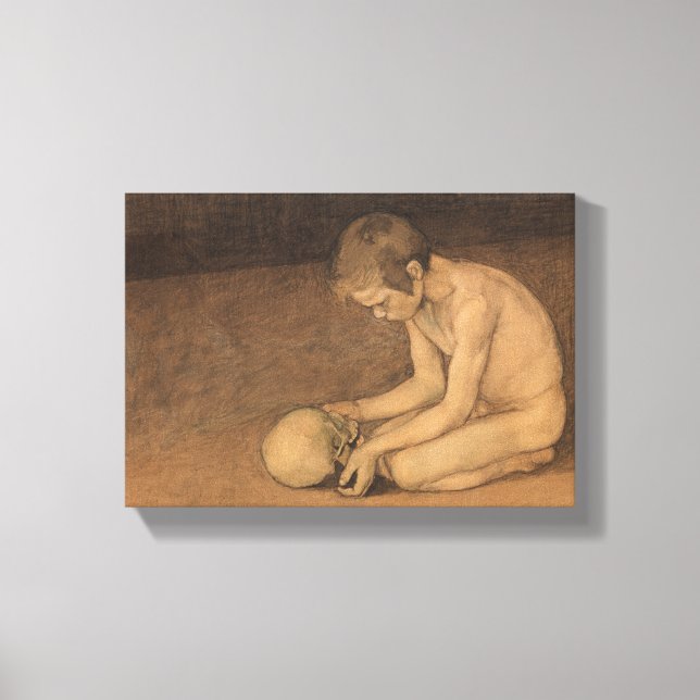 Lienzo Niño con cráneo (por Magnus Enckell) (Anverso)