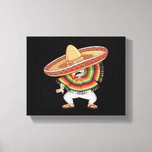 Lienzo Niño mexicano Dabbing Poncho Cinco de Mayo