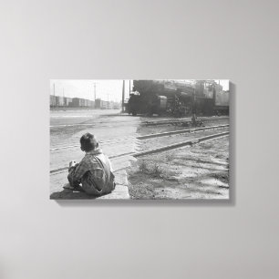Lienzo Niño observando trenes, 1939