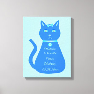 Lienzo Niño pequeño y azul, Personalizado de gatos