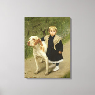 Lienzo Niño pequeño y un perro grande (aceite sobre lienz