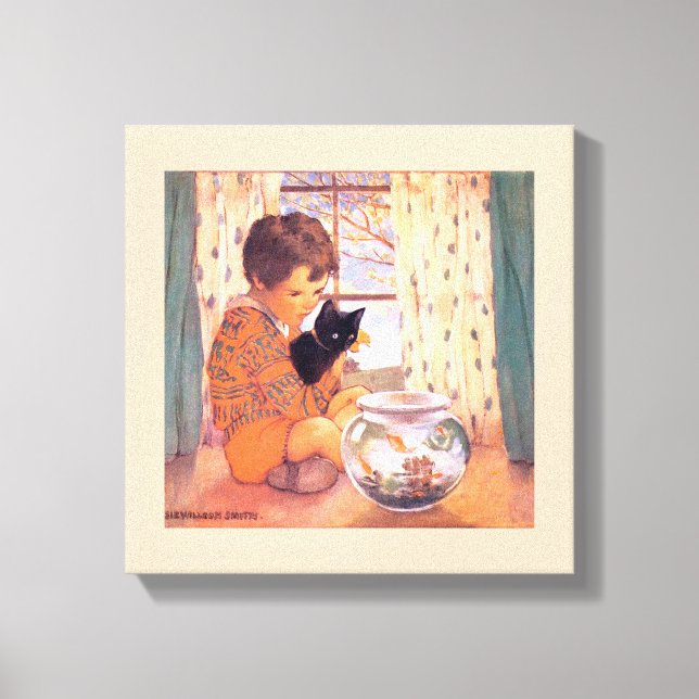 Lienzo Niño sosteniendo un gato negro, Jessie Willcox Smi (Anverso)