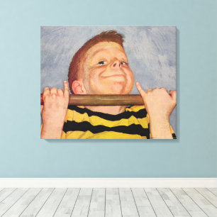 Lienzo Niño ventilado haciendo ups de estaño, fitness y e