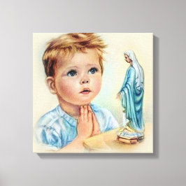 Lienzo Niño ventilado rezando a la bendita Virgen María