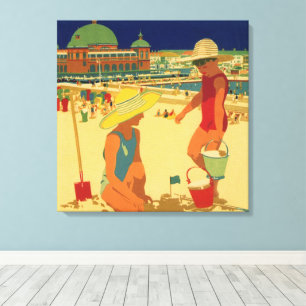 Lienzo Niños Antiguos, Hermanas en Vacaciones Familiares 