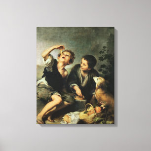 Lienzo Niños comiendo un pie, 1670-75