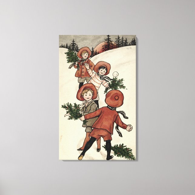 Lienzo Niños con bolas de nieve a tiros (Anverso)