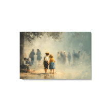 Niños en Escena Impresionista de Calle Brumosa